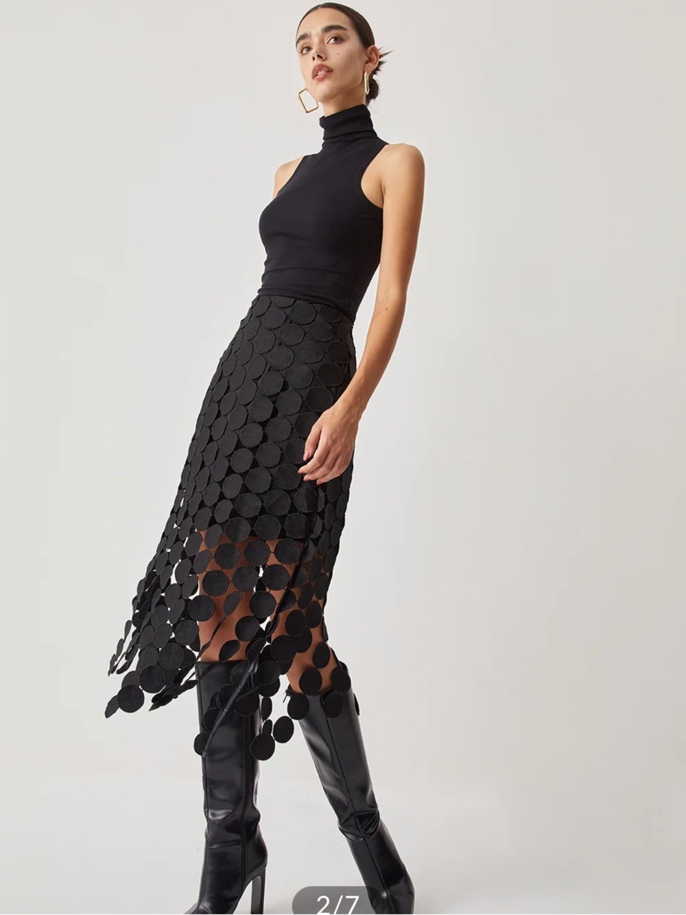 Laser Cut Multi Circle Double Layered Skirt